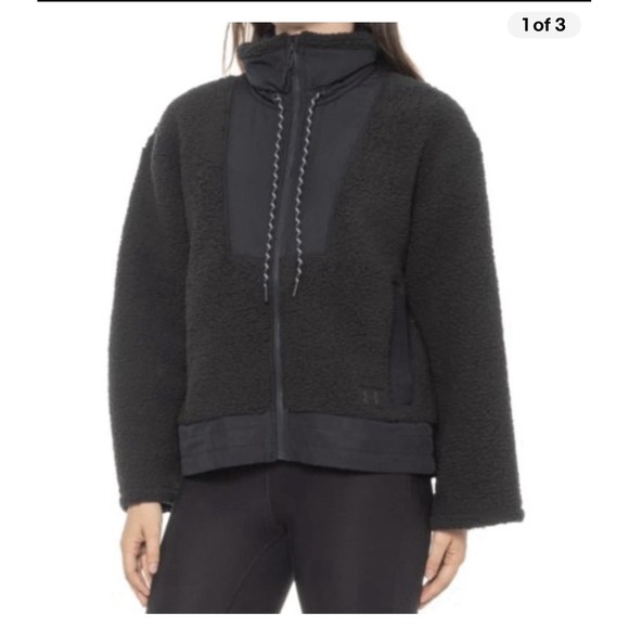 Under Armour Legacy Sherpa Swacket Coat Fleece Full Zip Women's Large Black NWT - Picture 4 of 10